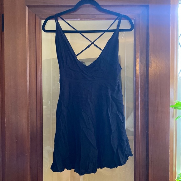Black babydoll micro mini strappy dress - Picture 1 of 6